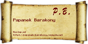 Papanek Barakony névjegykártya
